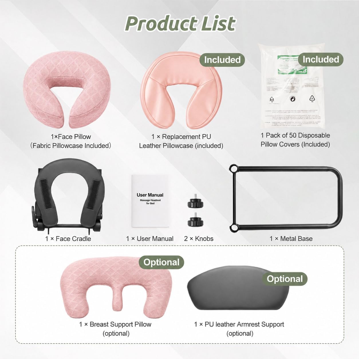 Massage Headrest for Bed for 6-17" Mattress for Home Spa