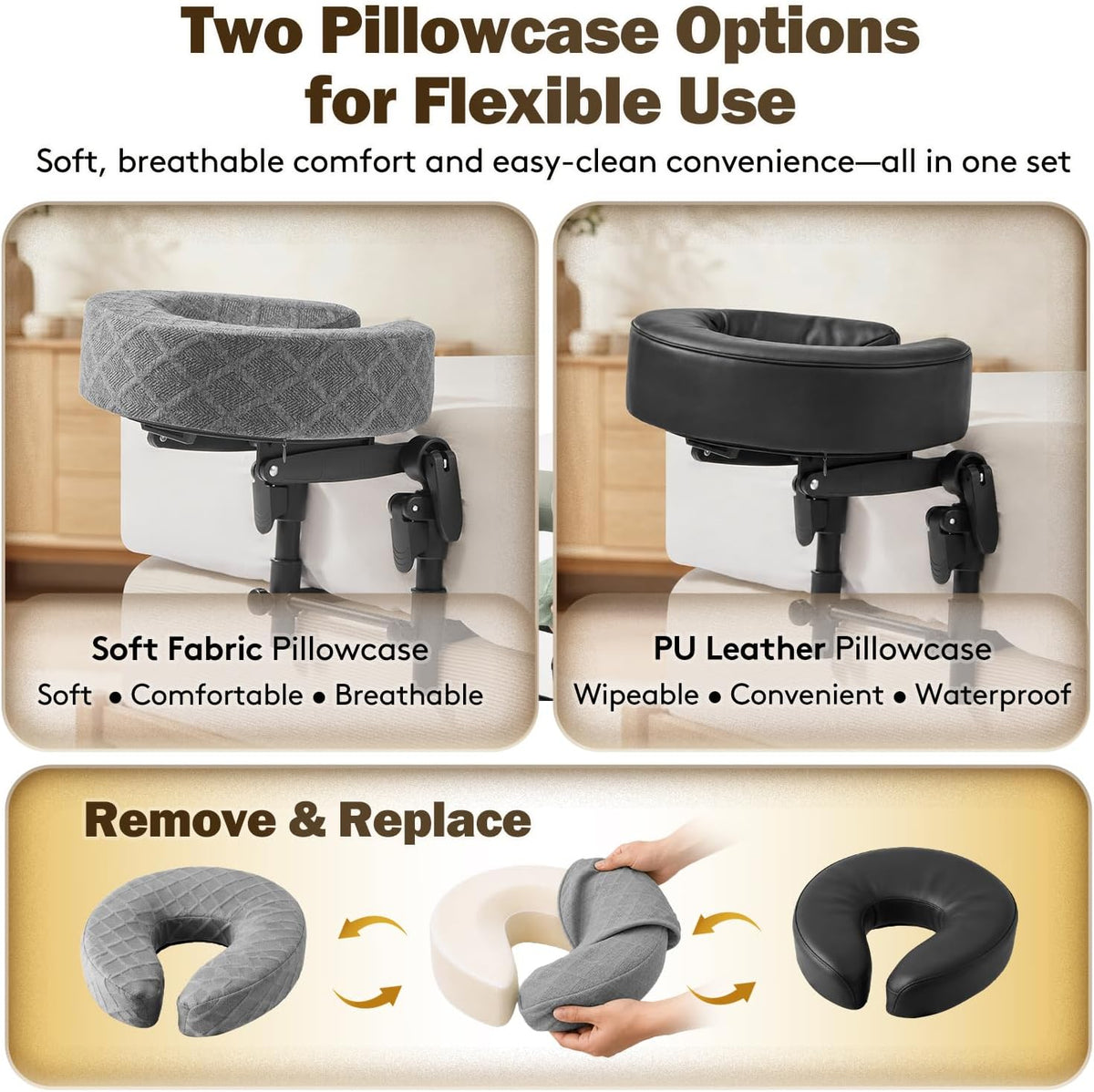 Bed Massage Head Holder & Face Cradle with Pillow for 6-18" Mattress for Home Spa