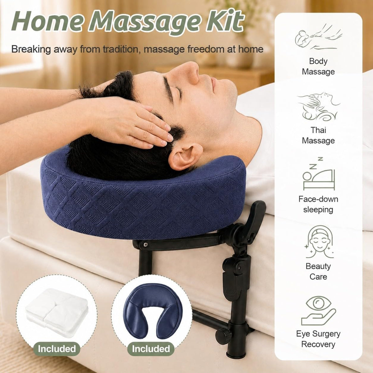 Massage Headrest for Bed for 6-17" Mattress for Home Spa