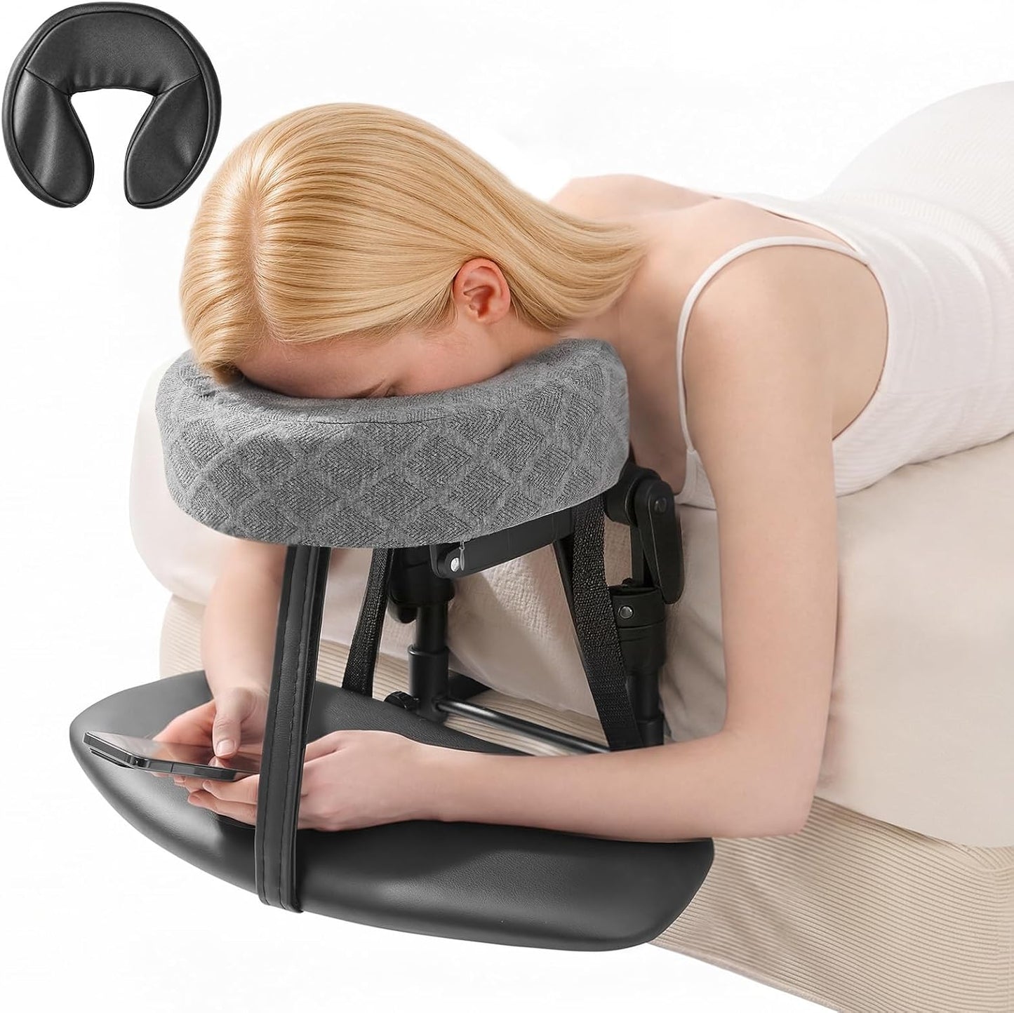 Bed Massage Head Holder & Face Cradle with Pillow for 6-18" Mattress for Home Spa