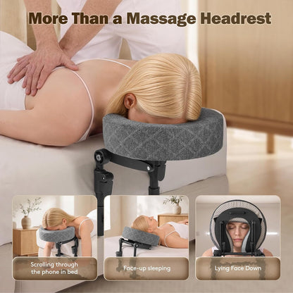 Bed Massage Head Holder & Face Cradle with Pillow for 6-18" Mattress for Home Spa